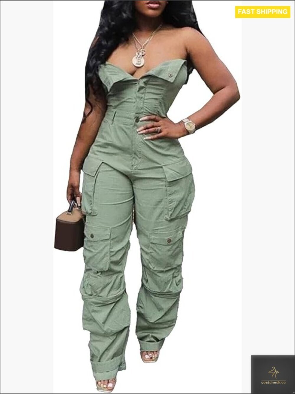 Y2K Cargo Denim Jumpsuit Loose Fit Stretch Multi Pocket Casual Overall